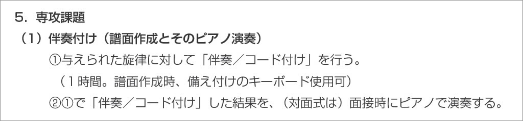 2022年度の入試で課された『伴奏付け』課題